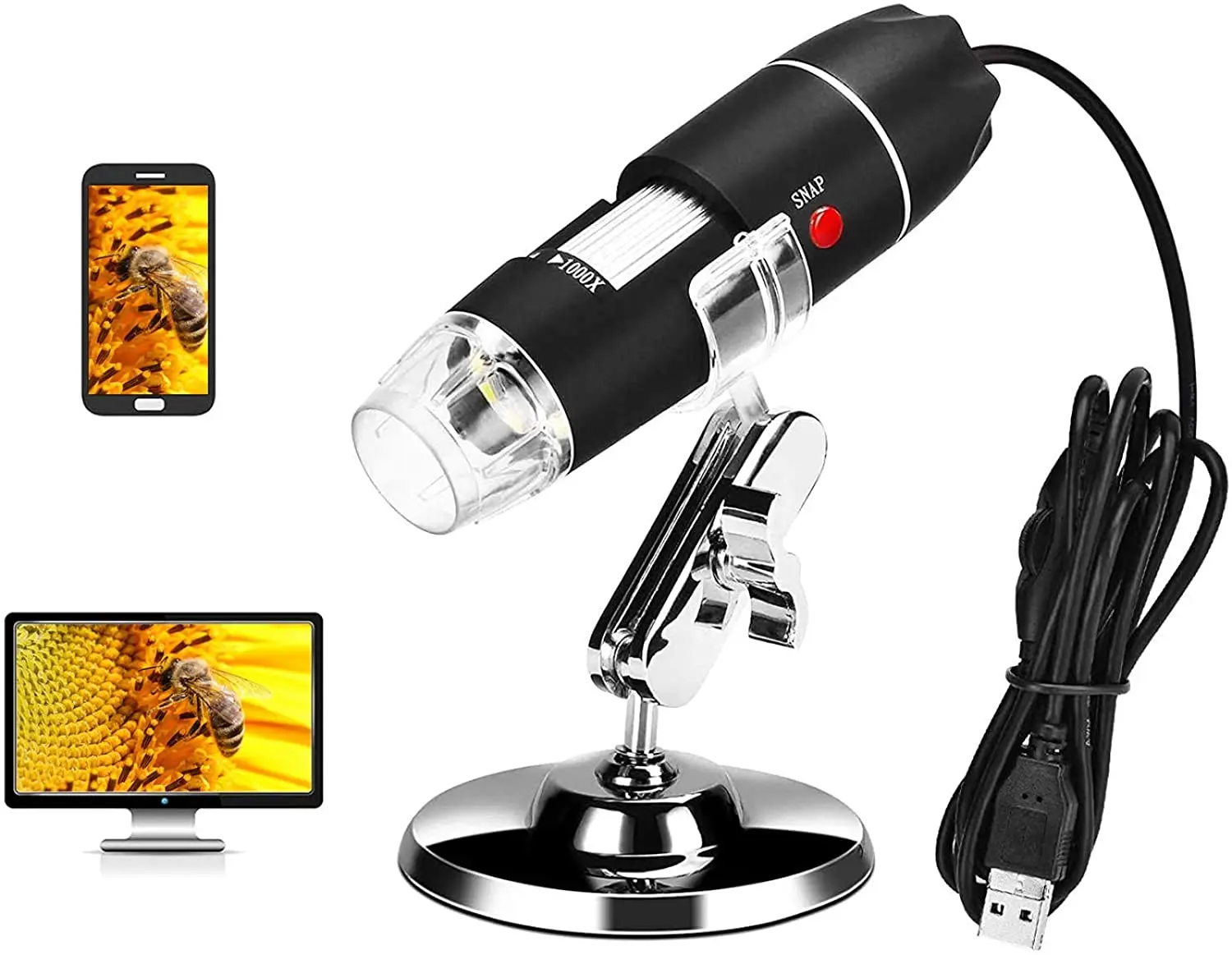 Цифровой микроскоп с USB портативный ручной увеличением 40 1000 раз и 8 светодиодный
