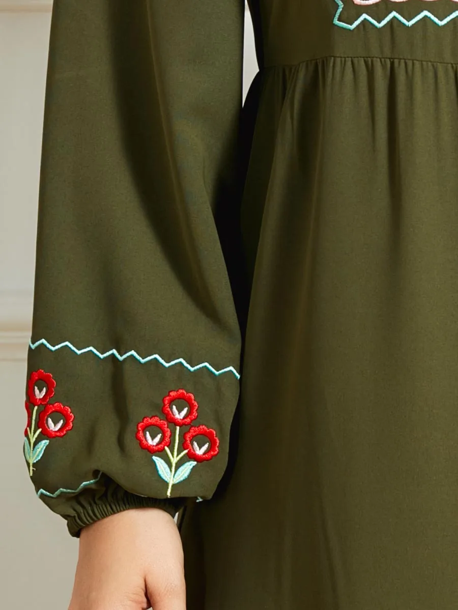 

Ramadan Muslim Women Dress Turkey India Abaya Gowns Djellaba Blue Embroidery Islamic Clothing Party Vestidos Plus Size Eid Robe