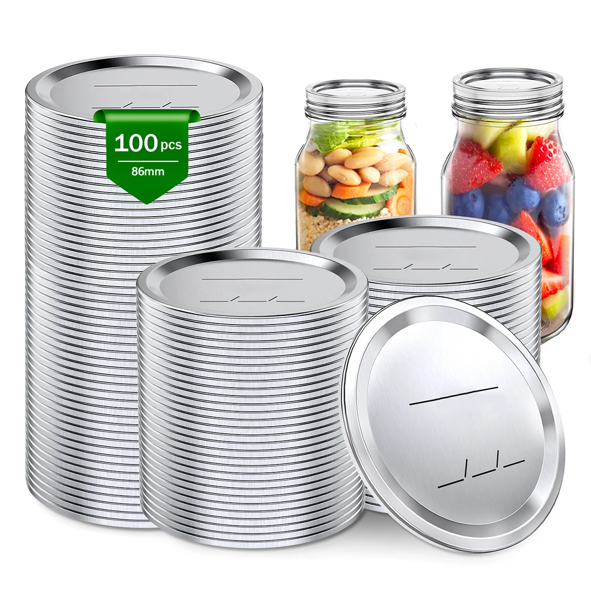 

10/50/100 Pack 70mm 80mm Canning Lids Regular Mouth Mason Jar Lids And Bands Stainless Steel Lids For Mason Jar Wide Mouth