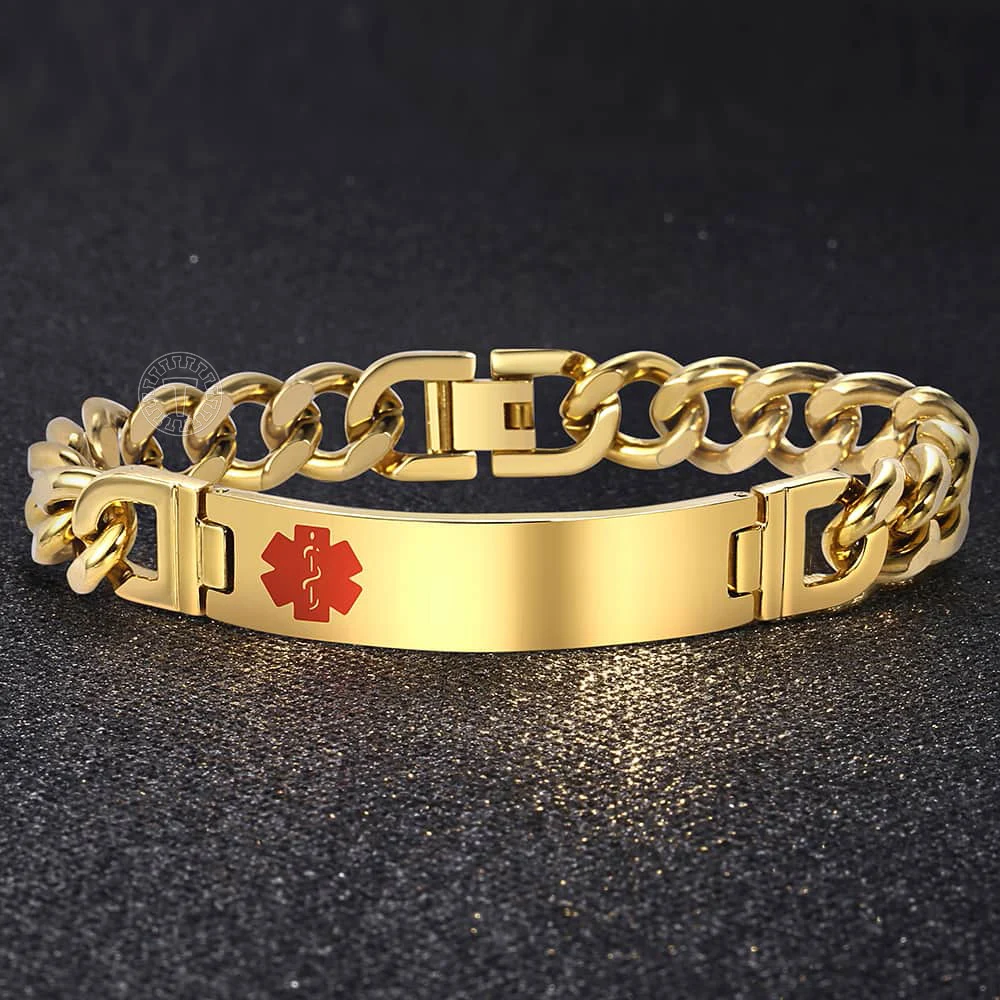 Davieslee ID браслет для женщин и мужчин медицинская помощь оповещение Золотой