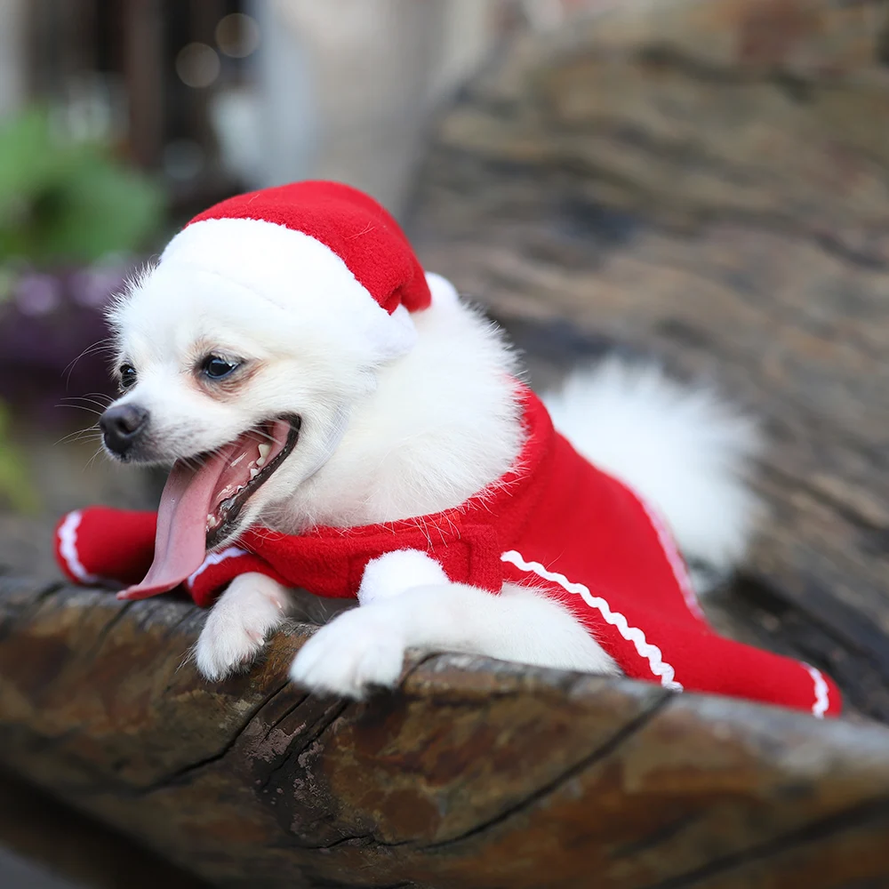 Рождественская шапка и накидка для собак кошек комплект одежды щенков одежда