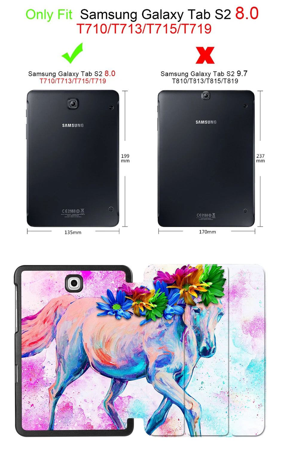 MTT Тонкий чехол из полиуретановой кожи для планшета для samsung Galaxy Tab S2 S 2 8,0 Магнитный Флип-Стенд защитный чехол Funda T715 T710 T715C T713