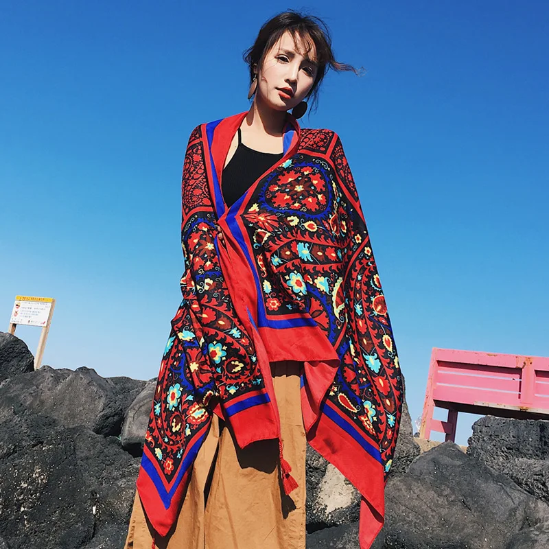 PzWxWzl шарф с тропическим принтом кисточкой модный летний из вискозы кактус шаль