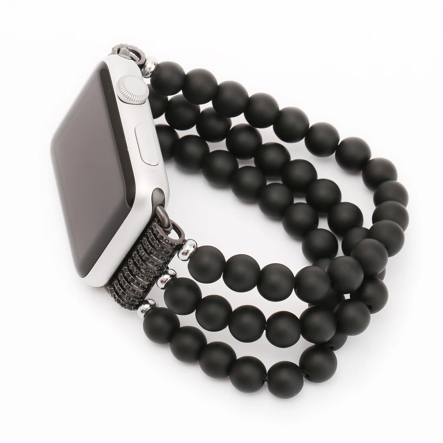 

Luxury Hematit Bright Bead Elastic Bracelet Belt for Apple Watch Band 41 45 38/40mm 42/44mm iWatch Strap Series 2 3 4 5 6 7 SE