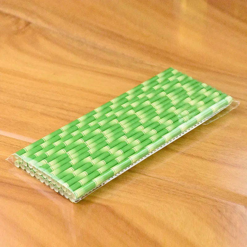 25 шт./лот Бамбуковая бумага сафари панда креативные соломинки джунгли вечерние