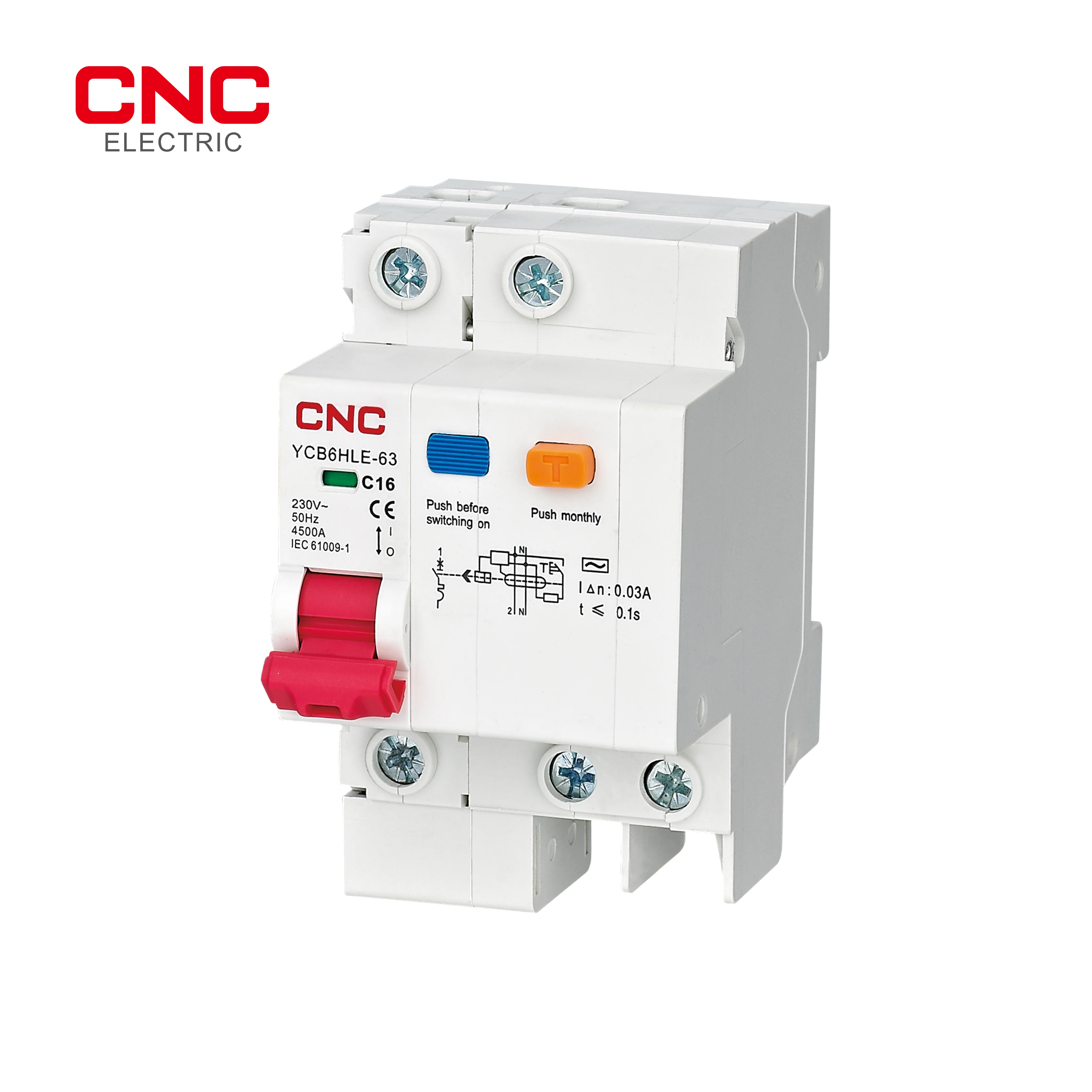 

CNC 230V 50/60Hz RCBO 1P+N/2P/3P/3P+N/4P Residual Current Circuit Breaker with Over Current Protection