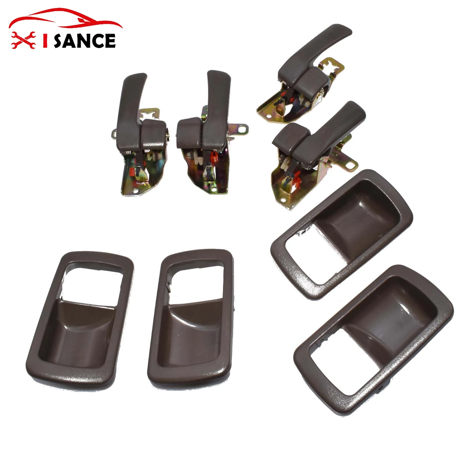 Коричневые внутренние дверные ручки + набор отделочных закрепок передняя задняя