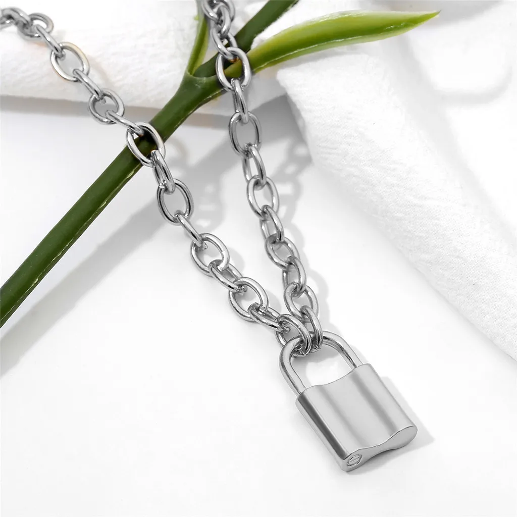 Цепочка с подвеской-замком женская Ожерелье подвеской в виде висячего замка