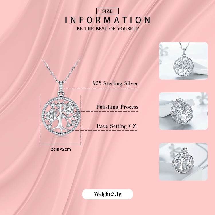 2019 Новая мода 100% одноцветное 925 серебряное ожерелье кулон классический Древо