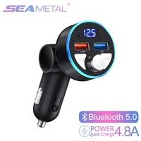 car fm transmitter bluetooth 5 0 4 8a quick charge car charger handsfree audio receiver auto mp3 player dual usb led voltmeter