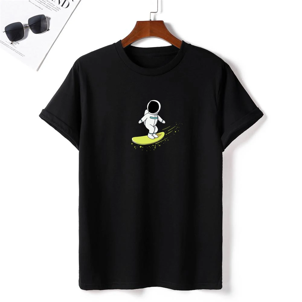 

Cotton T-shirt for Men Astronaut Print Tee Crew Neck Tshirts Casual Short Sleeve O Neck T shirt Camiseta Para Hombre 2044