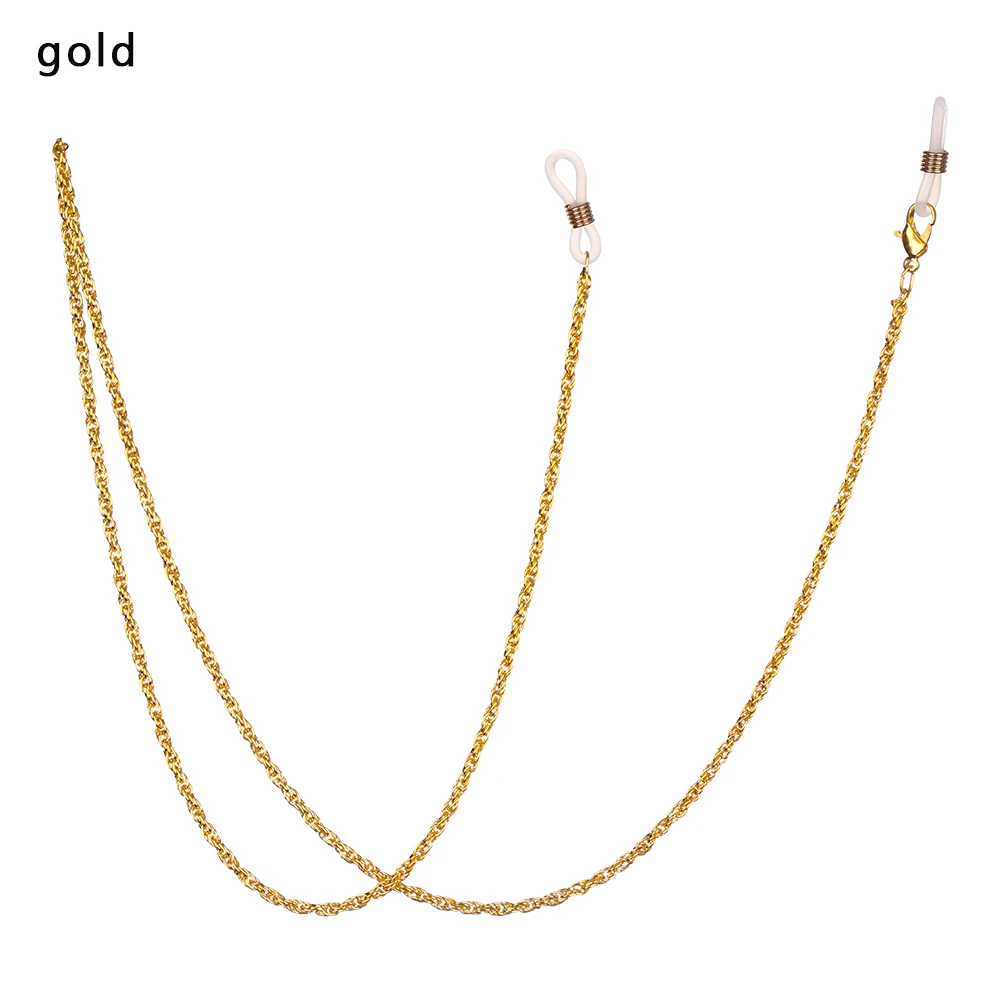 gold 1 шт. 60 см ремешок для очков очки с металлической цепочкой шнур для очков для чтения Держатель шейный ремешок веревочки Мода аксессуары для глаз, солнцезащитные очки, подарки - Цвет: gold