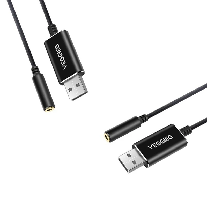 

VEGGIEG 2 упаковки USB аудио адаптер внешняя звуковая карта с 3,5 мм разъем для наушников и микрофона для Windows/Mac/ПК/ноутбуков