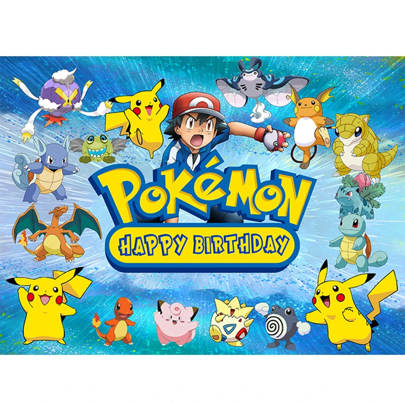 TAKARA TOMY Pokemon Pikachu 3D HD, fondo de tela para fiesta, decoración de habitación, decoración de cumpleaños, ambiente de fiesta