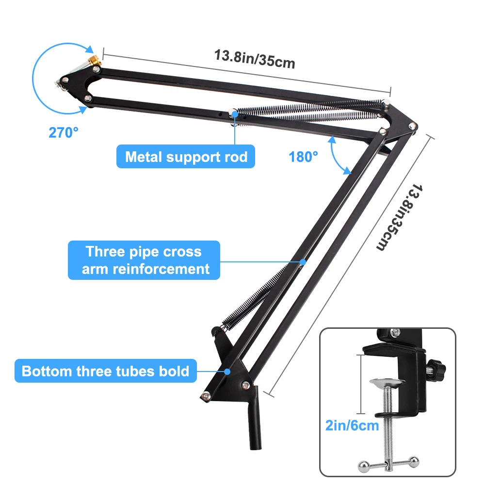 scissor arm stand for bm800 microphone stand with a spider cantilever bracket universal shock mount mic holder free global shipping