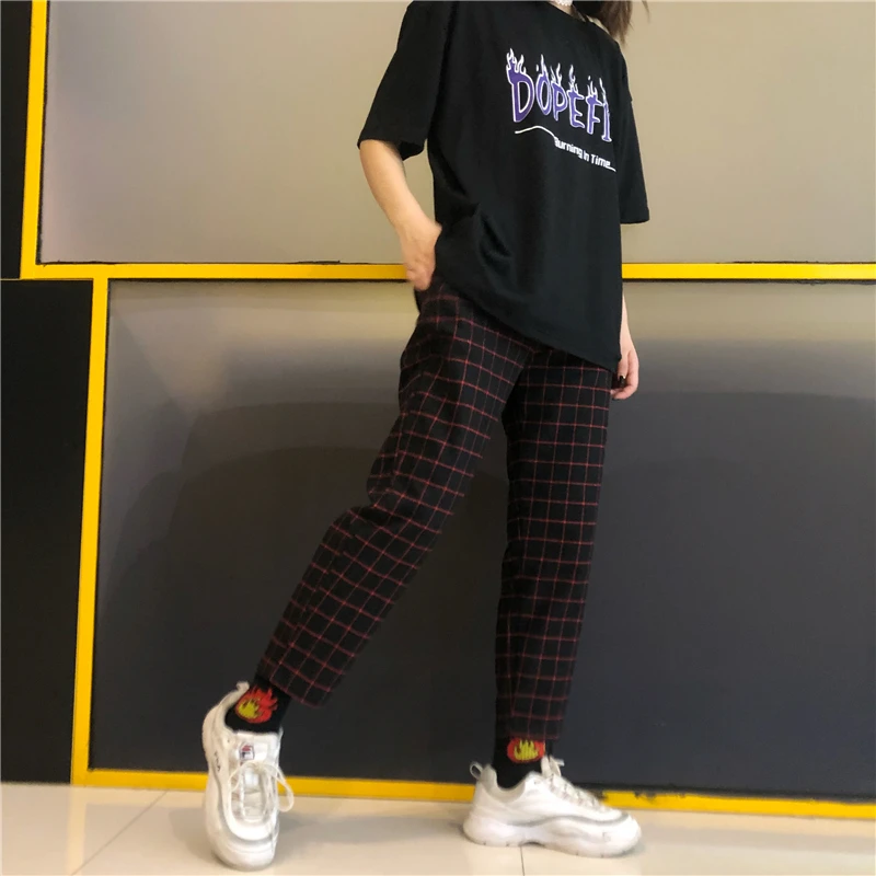 Heydress винтажные лоскутные брюки Харадзюку женские мужские брюки эластичные брюки с высокой талией корейские повседневные Прямые брюки