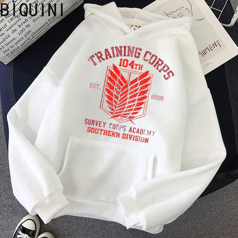

Attack on Titan Anime Hoodie Teen Oversized Sweatshirt Women/Men Haikyuu Unisex Wram Japanese Anime Cosplay Streetwear Off White