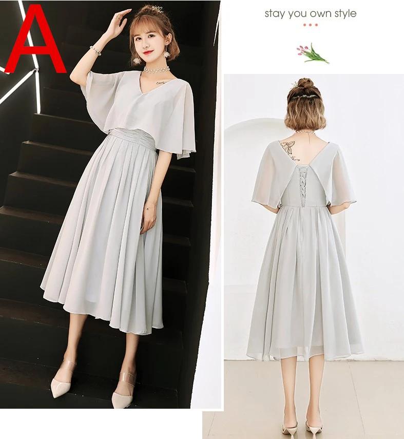 Robe de soiree сексуальные короткие элегантные новые серые шифоновые женские; с открытыми плечами Выпускные платья платье vestido de festa платья W4319
