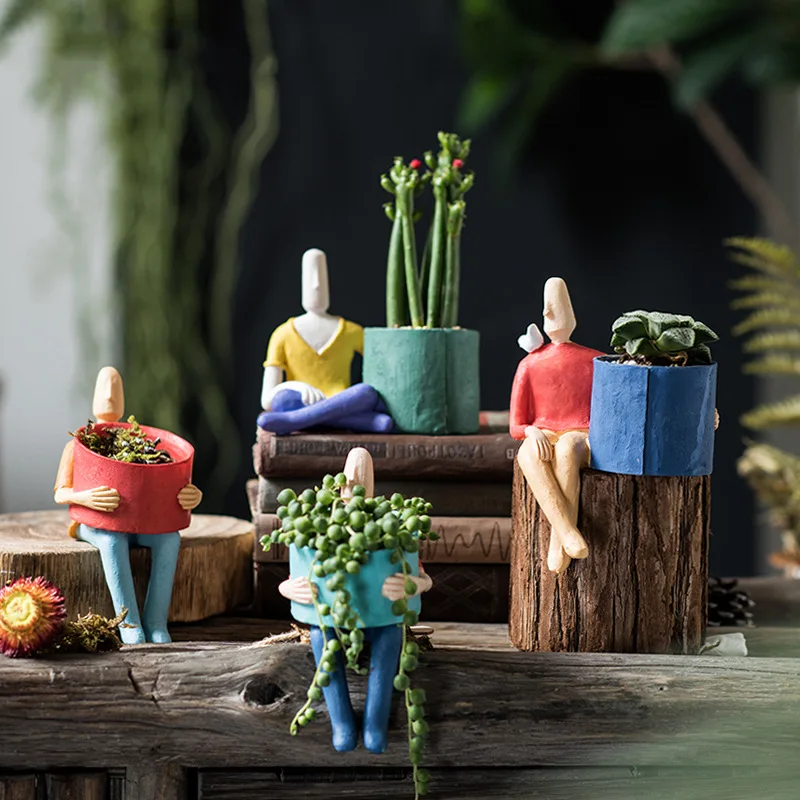 Горшок для цветов горшки растений абстрактный человеческий суккулент Горшечное
