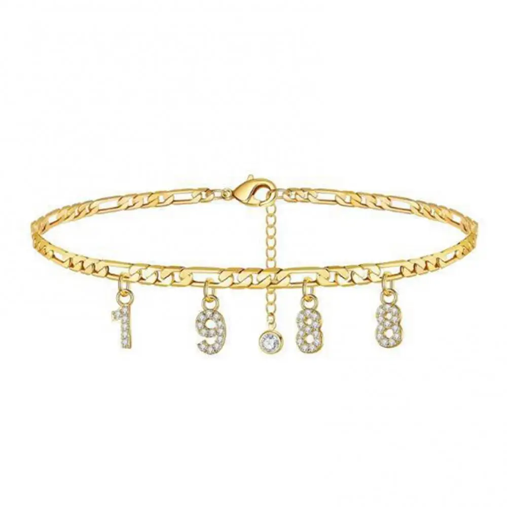 

Hot Sales Adjustable Alloy Anklet Chain Birthday Jewelry Bracelet Year Number 1988-1996