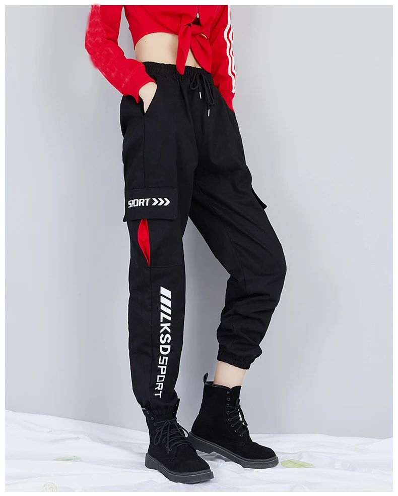 

Spring Autumn Loose High Waist Pants Casual Female Solid Harem Pant Trousers Casual Streetwear Cargo Pants