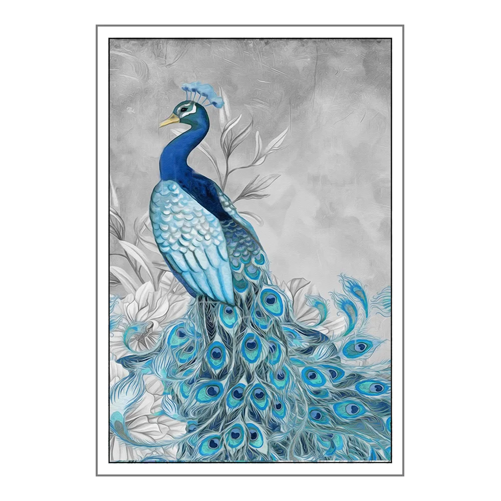 Абстрактный синий павлин скандинавский плакат Картина на холсте настенные