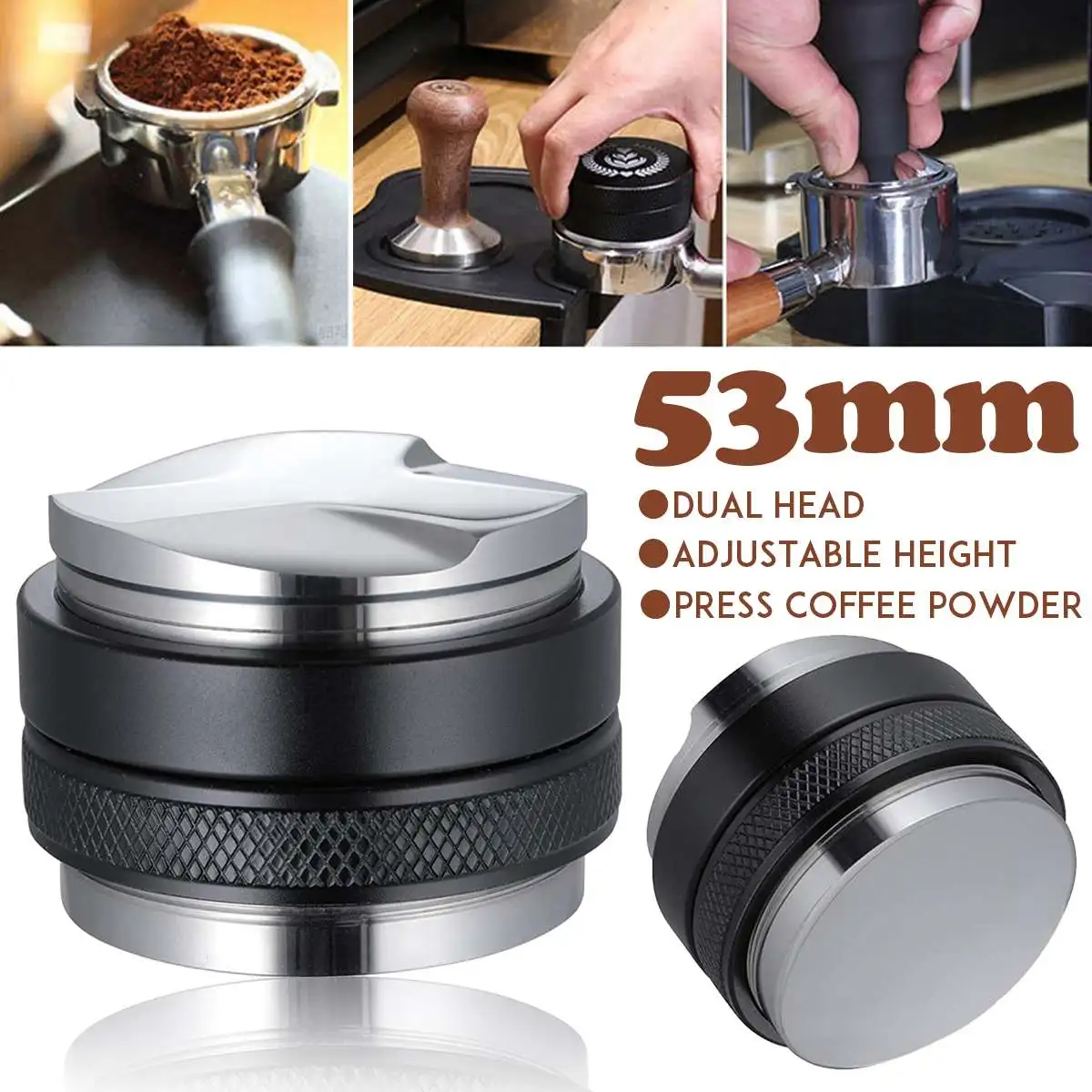 

53MM Aluminum Coffee Tamper Coffee Distributor Coffee Powder Hammer Customized Coffee Leveler Fit For 54mm Brevilles Portafilter