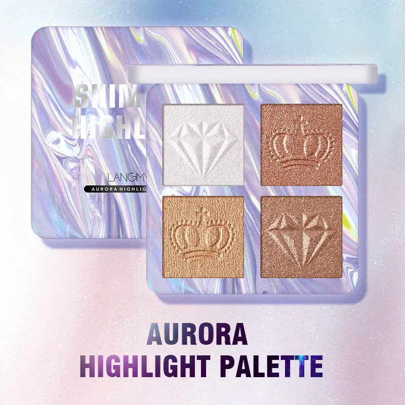 4 вида цветов хайлайтер пудра палитра осветляет кожу блеск Шиммер Контурирование