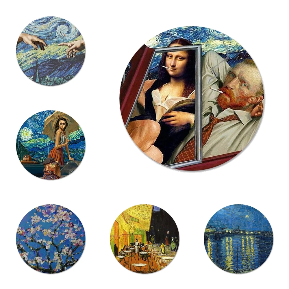 Звездная ночь Мона Лиза значок для одежды рюкзак украшение подарок | Дом и сад