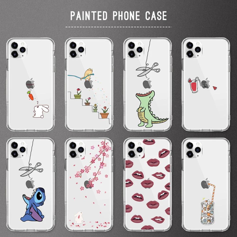 Мягкий силиконовый чехол для Apple iPhone 8, 7, 6, 6S Plus, 5, 5S, SE, XS, Max, XR, чехлы для телефона, в виде кролика, любви, редиса, падающих цветов