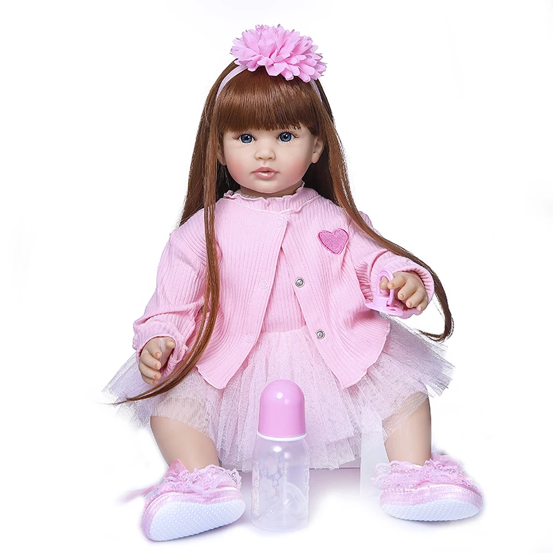 

60cm Silicone Bebe Reborn Baby Doll Toy Realistic Vinyl Princess Toddler Girl Doll Child Birthday Gift Boneca Brinquedo