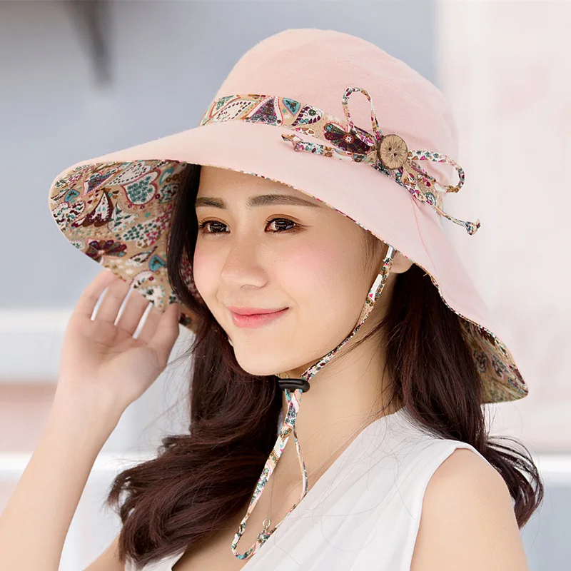 

New Anti-UV Wide Brim Double-Sdied Women Sun hat Summer Hat Folding Summer Beach Panama Cap Sunscreen Fashion Fisherman's Hat