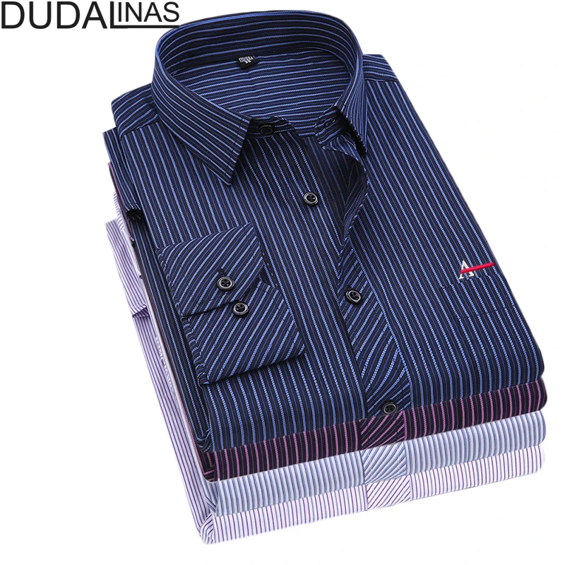 

Dudalinas Aramy Male Striped Shirt Brand Clothing Pocket Mens Long Sleeve Shirt 2021 Summer Slim Fit Shirt Casual Shirt Men Clo