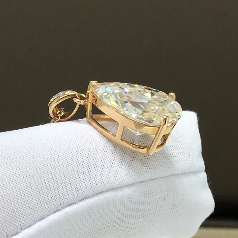 Фото Luomansi VVS1 D Цвет 5CT каплевидной формы Муассанит 18K розовое золото ожерелье женские ювелирные изделия для свадьбы помолвки вечеринки подарок на день рождения №3