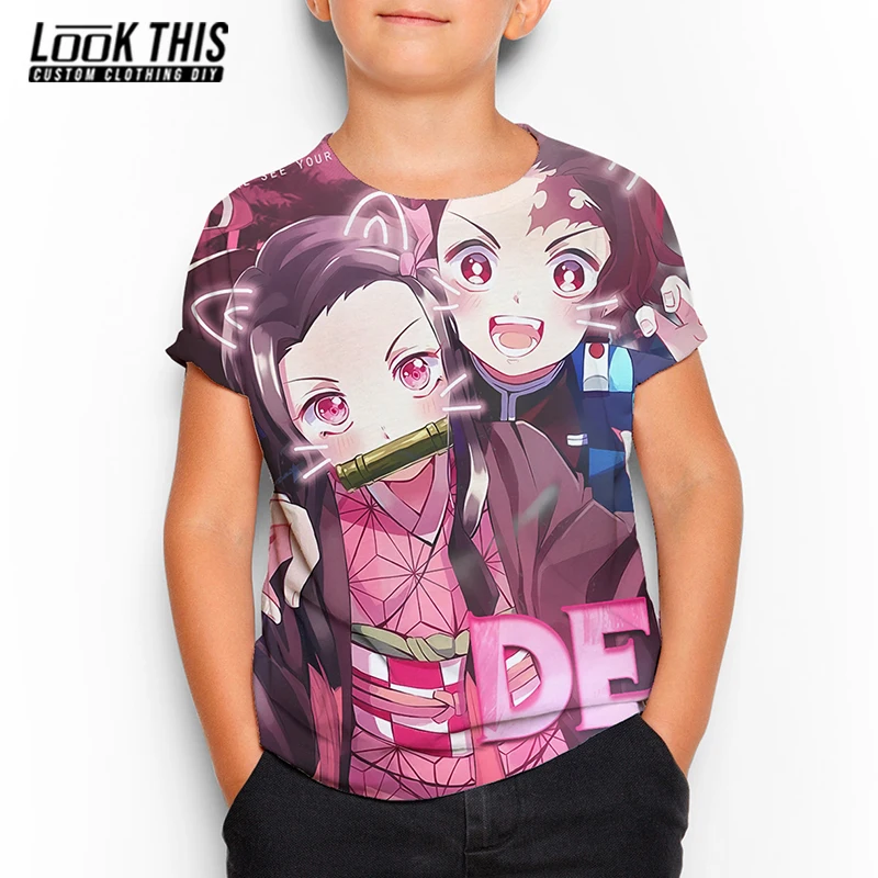 

Demon Slayer 3D Sunmmer New Breathable T-shirts Tops Anime Print New Boys Girls Children Clothing Childs Oversized Short Sleeve