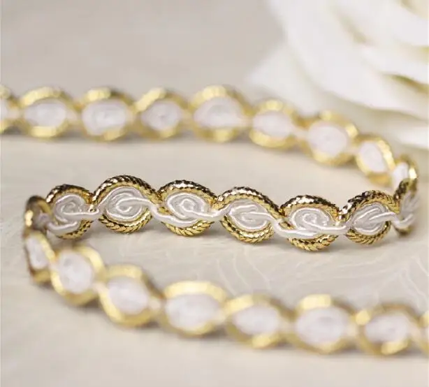 Золотая кружевная ткань аппликация лента для одежды 1 см отделка гипюр воротник