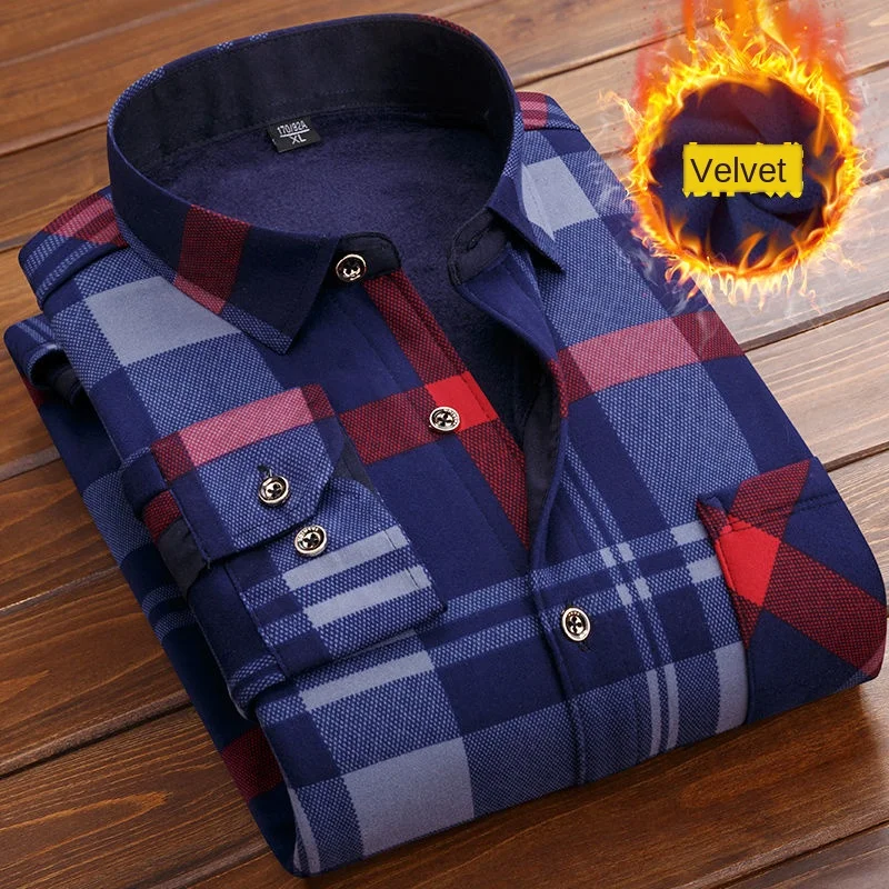 Мужская теплая Фланелевая рубашка с длинным рукавом размеры до 6XL | одежда