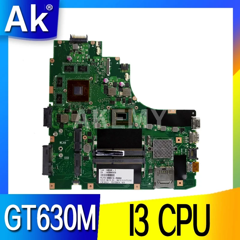 

AK K46CB/K46CM материнская плата для ноутбука ASUS K46CB K46CM K46C K46 тест оригинальная материнская плата I3 CPU GT630M