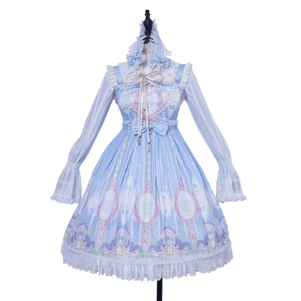 Lolita Original Unicorn Stars Sleeveless Dress Girl Full Set | Тематическая одежда и униформа