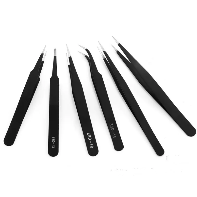 

6pcs Stainless Steel Anti-Static Eyelash Tweezers Tool Kit Grafting Eyelash Extension Tweezers Eyebrow Forceps