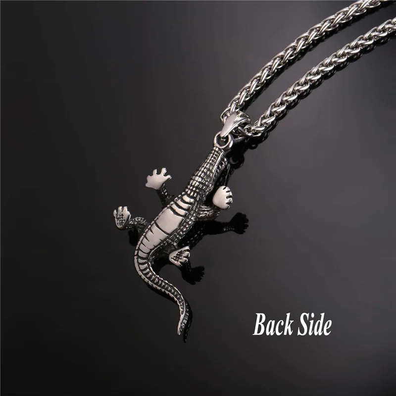Collare Crocodile Retro Pendant Gold Color Stainless Steel Animal Necklace Women Wholesale Hippie Alligator Men Jewelry P138 | Украшения и