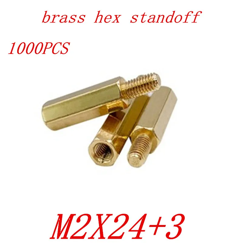 

1000pcs/lot M2*24+3 M2 male to female brass standoff spacer