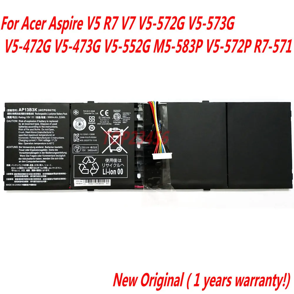 Новый оригинальный аккумулятор для ноутбука AP13B3K Acer Aspire V5 R7|Аккумуляторы