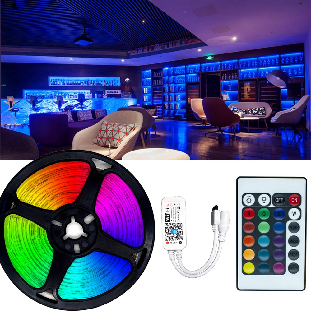 

Светодиодные ленты, подсветодиодный ка Bluetooth Luces LED RGB 5050 SMD, Гибкая не водонепроницаемая лента, Диод 10 м, 12 В постоянного тока, пульт дистанцио...