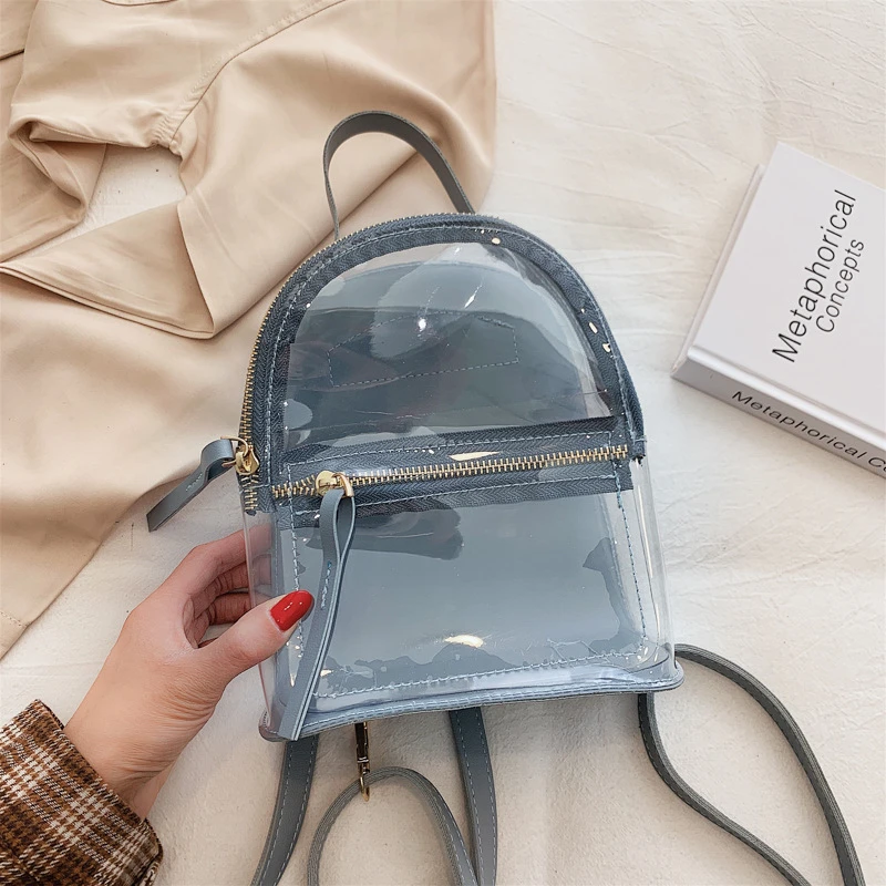 

2020 new super hot transparent backpack casual fashion for women versatile mini knapsack simple student backpack trend