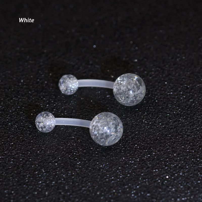 White Starbeauty, 1 шт., смешанные цвета, Новое поступление, силиконовый пирсинг пупка, гибкая планка, прозрачный, маленький пирсинг, серьги-гвоздики nombril - Окраска металла: White