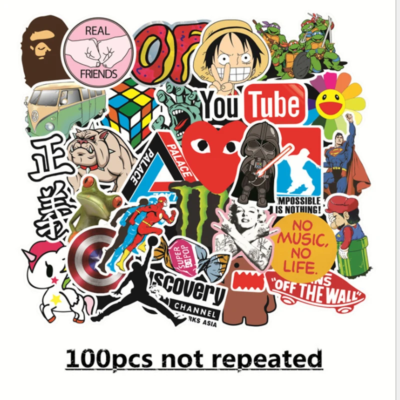 

10/30/50/100Pcs Mixed Classic Cartoon Anime For Snowboard Laptop Luggage Fridge Car- Styling Vinyl Decal Home Decor Stickers