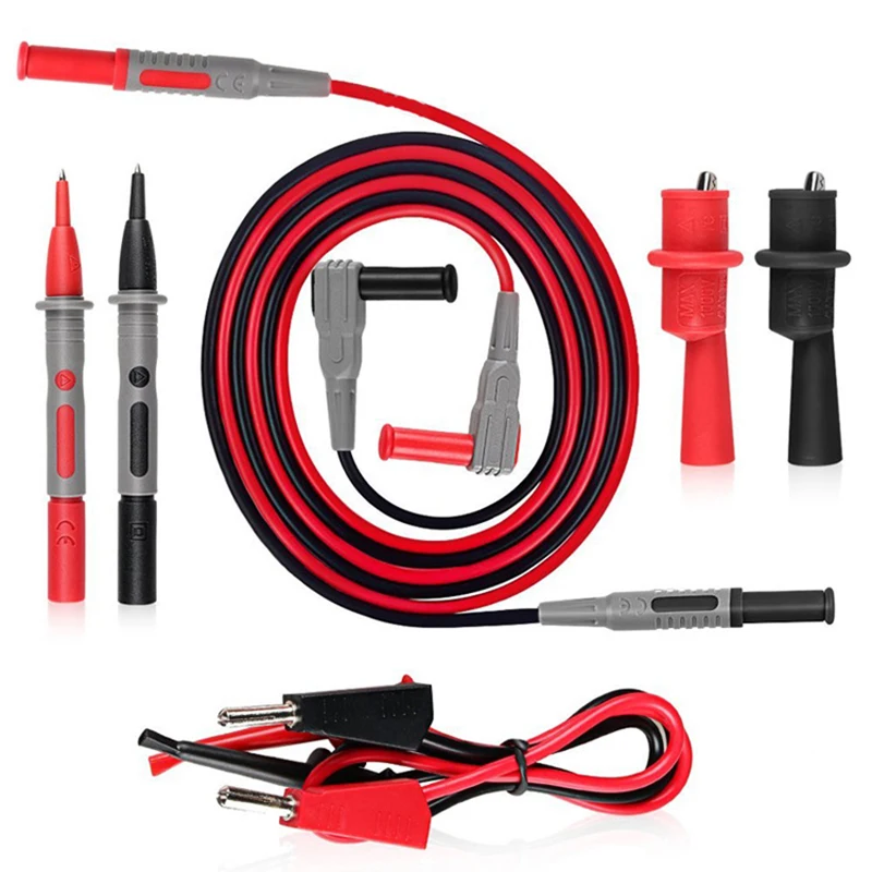 

Multimeter Test Leads Kit with Alligator Clips Plunger Test Mini Hooks Test Probes for Multimeter Voltmeter Clamp Meter QHTITEC