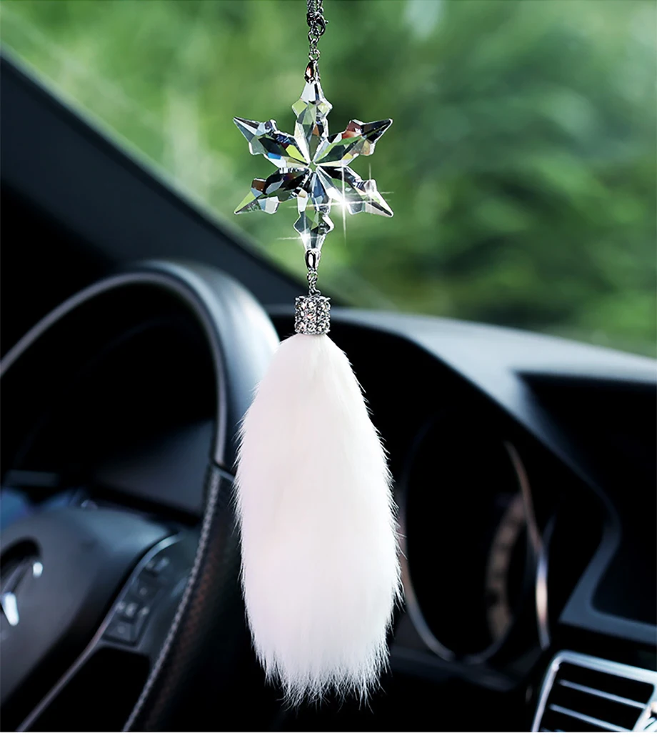 Хрустальные Роскошные автомобильные подвески меховые подвесные аксессуары для