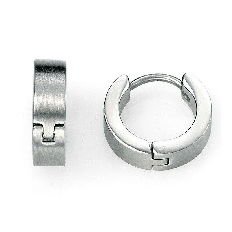 

Fashion Male and Female Silve Polished Stainless Steel Earrings Punk Jewelry Gift